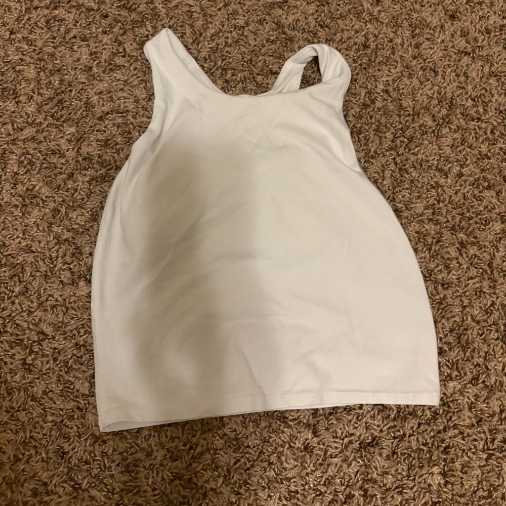 Athleta Girl Long Distance 2.0 Sports Bra Tank Top XL Xtra Large 14 White No Pad